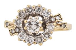HALLMARKED 9CT GOLD & DIAMOND CLUSTER RING