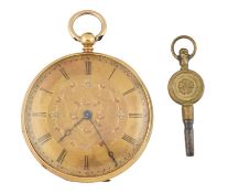 E RAFFIN GENEVE 19TH CENTURY YELLOW METAL OPEN FACE POCKET WATCH
