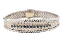 ITALIAN 18CT WHITE GOLD & SAPPHIRE BRACELET