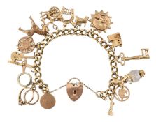 1960S 9CT GOLD CHARM BRACELET