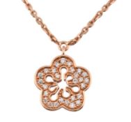 BOODLES BLOSSOM ROSE GOLD & DIAMOND FLOWER PENDANT NECKLACE