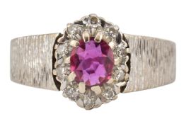 18CT GOLD RUBY & DIAMOND CLUSTER RING