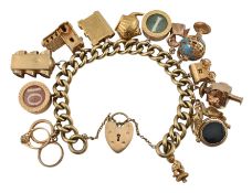1960S HALLMARKED 9CT GOLD CHARM BRACELET & CHARMS