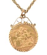 VICTORIAN FULL GOLD SOVEREIGN PENDANT NECKLACE
