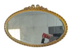 VICTORIAN REVIVAL 20TH CENTURY GILT GESSO OVAL WALL MIRROR