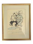 JOCK LEYDEN (1908-2000) - AFTER THE BIRTHDAY PARTY FRAMED INK DRAWING