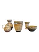 WEST GERMAN POTTERY - SIX VINTAGE CERAMIC PIECES
