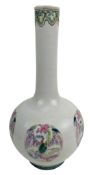 CHINESE FAMILLE ROSE BOTTLE VASE WITH PHOENIX MEDALLION 清 粉彩 团风纹胆瓶