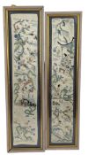 TWO EARLY 20TH CENTURY CHINESE SILK SLEEVES / PANELS 晚清民国刺绣挂画