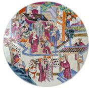 CHINESE CANTON FAMILLE ROSE 'FIGURINE' CHARGER 广彩人物'加官进爵'盘