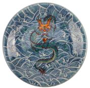 CHINESE DOUCAI SEA DRAGON CHARGER PLATE 斗彩海水龙纹盘
