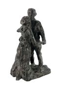 MID 20TH CENTURY CIRCA 1943 BRONZE SCULPTURE OF A COUPLE