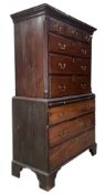 GEORGE III 18TH CENTURY MAHOGANY CHEST ON CHEST OF DRAWERS