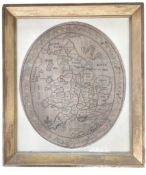 EARLY 19TH CENTURY 1811 NEEDLEWORK SAMPLER OF MAPO OF ENGLAND & WALES, SIGNED