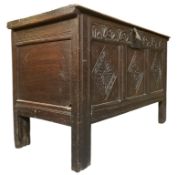 18TH CENTURY OAK WOOD SIX-PLANK COFFER
