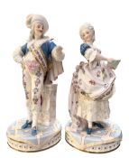 PAIR OF 19TH CENTURY FRENCH FIGURES OF A GALLANT & HIS LADY BY PSEUDO MEISSEN