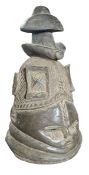 WEST AFRICAN, SIERRA LEONE, MENDE SOCIETY SOWEI CARVED WOOD HELMET MASK