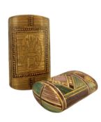TWO EARLY 19TH CENTURY NAPOLEONIC PRISONER OF WAR STRAW WORK LIDDED BOXES