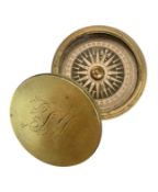 VICTORIAN 19TH CENTURY BRASS CASED POCKET TRAVEL COMPASS