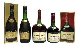 THREE COGNAC BOTTLES TO INCLUDE REMY MARTIN VSOP & COURVOISIER