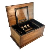 SWISS 19TH CENTURY MAHOGANY CASED 10 AIRS MUSIC BOX WITH BUTTERFLY HAMMERS