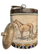 HANNAH BARLOW FOR DOULTON LAMBETH - 19TH CENTURY SILVER BANDED BISCUIT BARREL