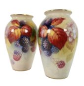 KITTY BLAKE X ROYAL WORCESTER - PAIR OF HAND PAINTED PORCELAIN AUTUMN VASES