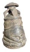 WEST AFRICAN, SIERRA LEONE, MENDE SOCIETY SOWEI CARVED WOOD HELMET MASK