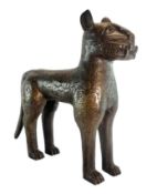BENIN WEST AFRICA 20TH CENTURY BRONZE OF A LEOPARD