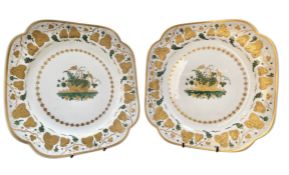 PAIR OF SPODE BONE CHINA EARLY 19TH CENTURY HAND PAINTED & GILDED CABINET PLATES