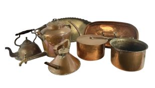 SEVEN 19TH CENTURY COPPER KITCHEN ITEMS, TO INCLUDE JOSEPH SANKEY & SONS