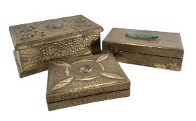THREE ARTS & CRAFTS RUSKIN STYLE PEWTER BOXES