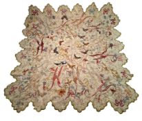 TURN OF THE CENTURY HAND EMBROIDERED CENTREPIECE TABLECLOTH