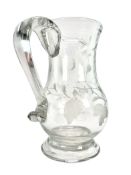 GEORGE III 18TH CENTURY 1777 HAND BLOWN ETCHED GLASS ALE JUG