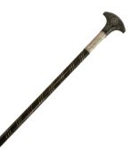 OMANI SILVER STUDWORK ON EBONISED WOOD WALKING STICK