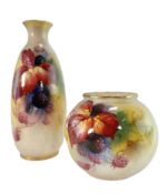 KITTY BLAKE FOR ROYAL WORCESTER - TWO HAND PAINTED PORCELAIN AUTUMN VASES