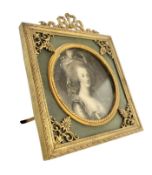 FRENCH 19TH CENTURY PIERCED BRASS MINIATURE PICTURE FRAME