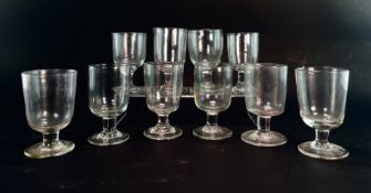 COLLECTION OF TEN GEORGE III LATE 18TH CENTURY & LATER GLASS RUMMERS