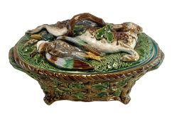 MINTON 19TH CENTURY MAJOLICA GAME PIE DISH & COVER