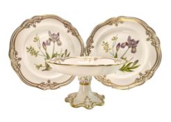 THREE SPODE 'STAFFORD FLOWERS' BONE CHINA COMPOTE & PLATES