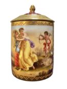 GERMAN ROYAL VIENNA 19TH CENTURY HAND PAINTED PORCELAIN LIDDED CHOCOLATE CUP