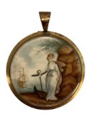 18TH CENTURY WATERCOLOUR ON IVORY MINIATURE OF LADY IN MOURNING BY ANCHOR