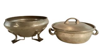 LIBERTY OF LONDON - TWO EARLY 20TH CENTURY ARTS & CRAFTS TUDRIC PEWTER DISHES