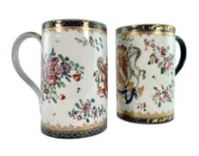 EDME SAMSON - PAIR OF 19TH CENTURY FRENCH ARMORIAL MUGS