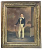 19TH CENTURY SCHOOL - SIR EMILIUS BAYLEY AS A BOY WITH CRICKET BAT- OIL ON CANVAS