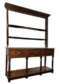 18TH CENTURY OAK DRESSER BASE & LATER GALLERY BACK