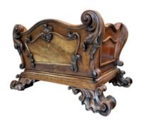 19TH CENTURY WALNUT EMBELLISHED WINE CELLARETTE