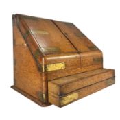 LATE VICTORIAN C. 1900 OAK & BRASS BOUND FULLY APPOINTED DESK TIDY