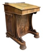 VICTORIAN 19TH CENTURY ROSEWOOD & LEATHER DAVENPORT DESK