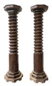 PAIR OF CONTINENTAL 19TH CENTURY CARVED WOOD WRYTHEN JARDINIERES STANDS